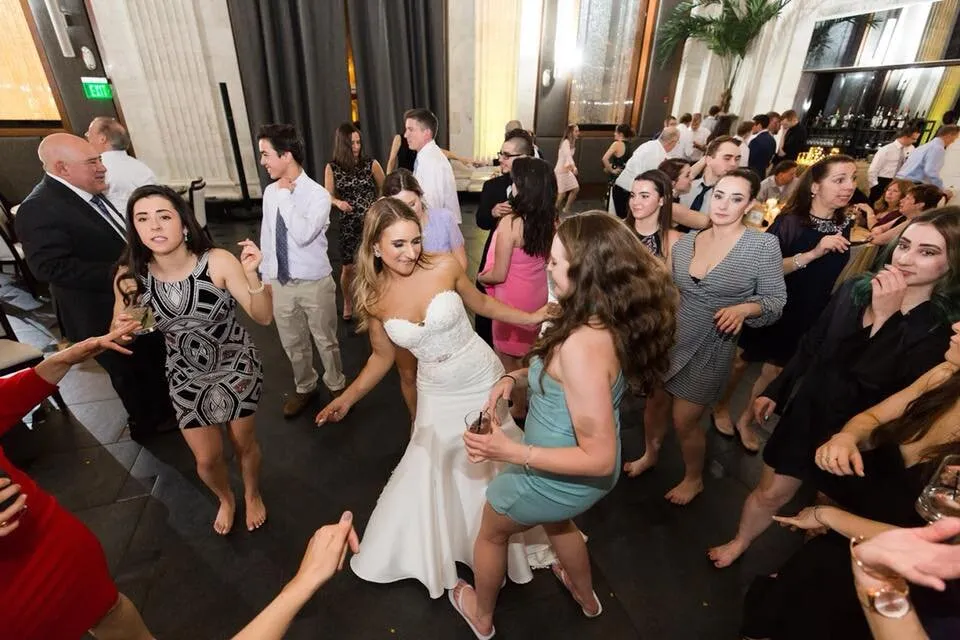 The bride dancing with her guests
