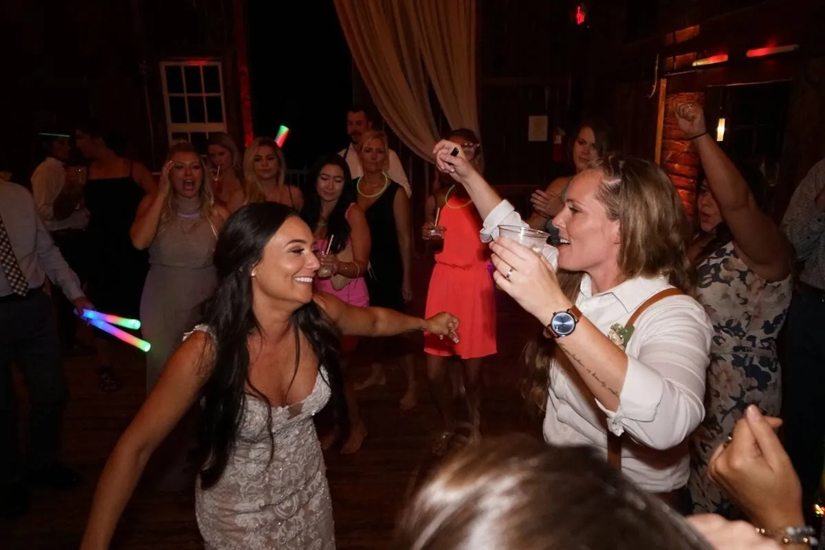 The couple celebrating with their guests